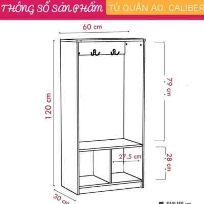 Tủ áo gỗ hiện đại kiểu dáng thanh lịch SMLIFE Calibe