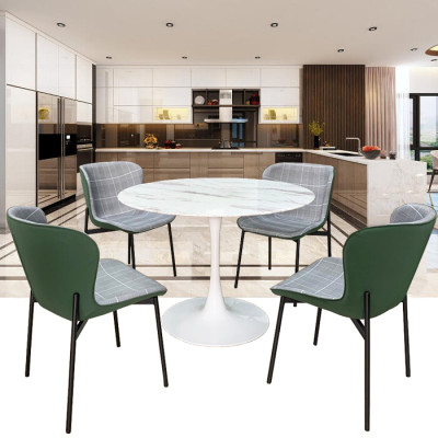 Bàn ăn Tulip tròn gỗ sơn màu trắng  1m  TE TULIP 2-10W Chân thép sơn tĩnh điện đế to vững chắc kiên cố  nhập khẩu hiện đại sang trọng CAPTA