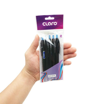 Vỉ 5 Bút Bi Claro Black Jet RT 0.7 mm - Mực Xanh