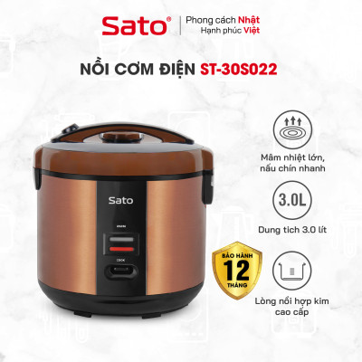 Nồi Cơm Điện SATO 30S022 3.0L - Thiết kế nắp gài chắc chắn, hệ thống chống tràn tốt, nút điều khiển đơn giản, tiện dụng - Miễn phí vận chuyển toàn quốc - Hàng chính hãng