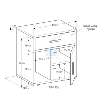 Kệ Đầu Giường Nhiều Ngăn Đa Năng Thương Hiệu SIB Decor KDG08