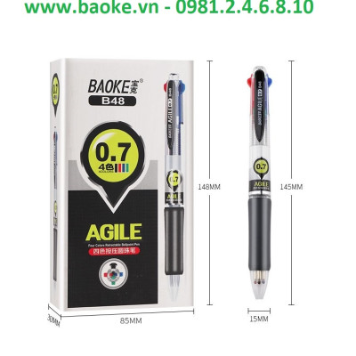 Hộp 12 cây Bút bi 4 ngòi 0.7mm Baoke B48