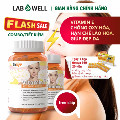 Vitamin e, chống lão hóa, nhập khẩu Mỹ, chống oxy hóa, giúp làn da đẹp, viên uống vitamin E, Dr.Life
