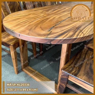 Bàn Oval Gỗ Me Tây Nguyên Tấm KOHAFU