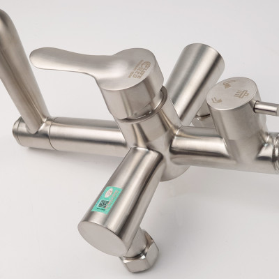 Bộ sen cây tắm đứng nóng lạnh Inox SUS 304 Eurolife EL-S917 (Trắng vàng)