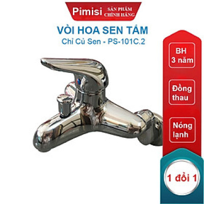 Bộ Vòi Hoa Sen Tắm Nóng Lạnh Pimisi PS-101C Bằng Đồng Thau, Điều Chỉnh Bằng Gật Gù Nóng Lạnh | Hàng Chính Hãng