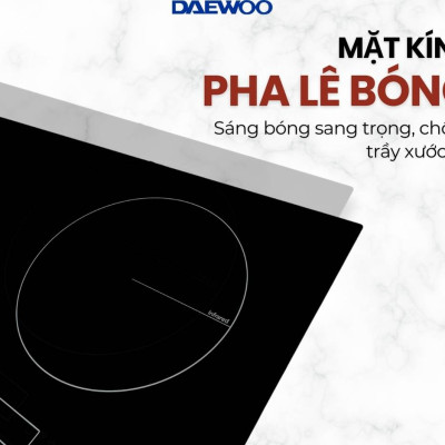 Bếp Đôi Điện Từ Hồng Ngoại Daewoo DWHB-3801C, mặt kính pha lê bóng 3800W, phù hợp mọi loại nồi - Hàng chính hãng
