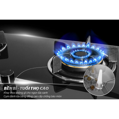 Bếp gas âm kính Sunhouse SHB8836, Mặt kính cường lực siêu bền, Có cảm biến tự động ngắt gas, Hàng chính hãng - Bảo hành 24 tháng tại nhà