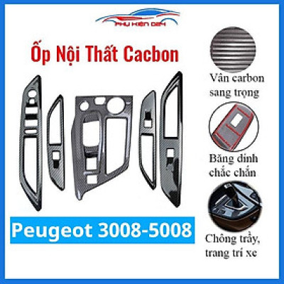 Ốp nội thất xe ô tô Peugeot 3008-5008 vân cacbon