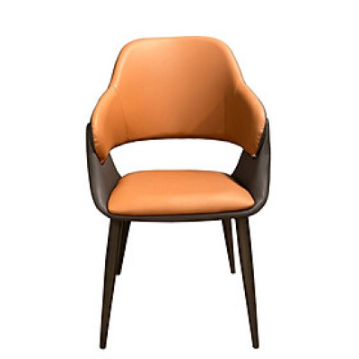 Ghế ăn nhà hàng nệm da PVC màu Xám nhạt nâu ECO 31A-P Nội thất Capta Ghế tiếp khách nệm bọc simili cao cấp chân sắt sơn màu đen