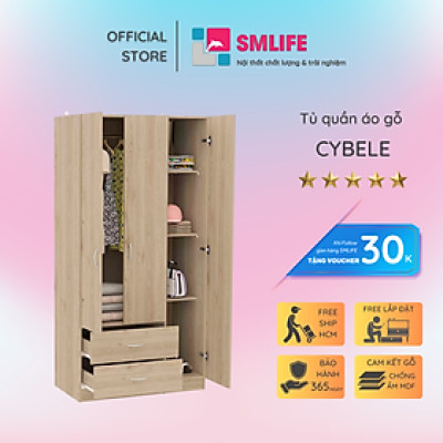 Tủ quần áo hiện đại bằng gỗ cao cấp SMLIFE Cybele