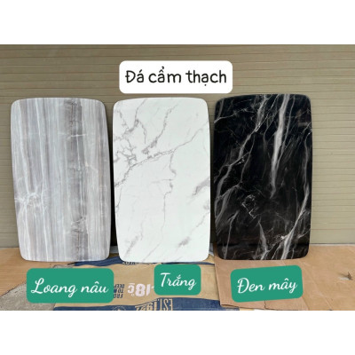 Bàn ăn mặt đá cẩm thạch nhân tạo chân sắt sơn đen kết hợp ghế Loft bi vuông/ camili ngồi được 4 ghế 6 ghế 8 ghế