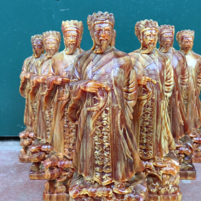 Tượng khổng minh gia cát lượng bằng gỗ huyết long cao 20×8×6cm