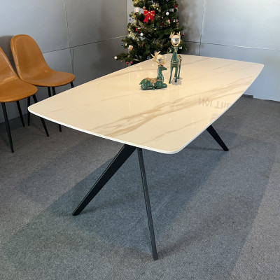 Bàn ăn mặt đá ceramic bóng chân chữ H