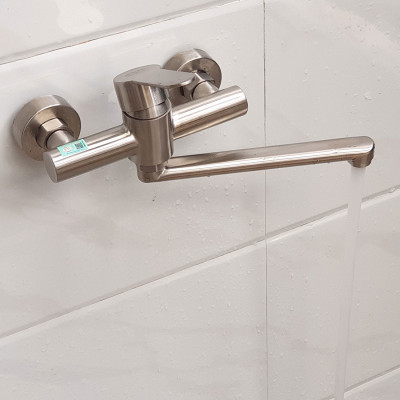 Vòi rửa chén nóng lạnh âm tường Inox SUS 304 Eurolife EL-T019AT (Trắng bạc)