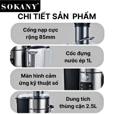 Máy ép trái cây đa năng SOKANY SK-03014 công suất cao lên đến 1200W, ép được trái cây hoa quả nhanh chóng - HÀNG CHÍNH HÃNG