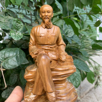 Tượng chân dung bác hồ ( chủ tịch hồ chí minh ) bằng gỗ bách xanh thơm nức kt cao 20cm