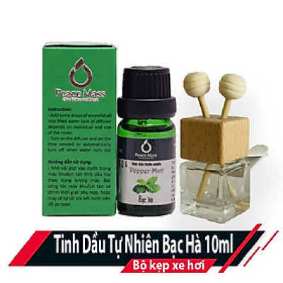 TD10ml-KX5 Combo Tinh Dầu Bạc Hà Peace Mass 10ml - Bộ Kẹp Xe Ô tô - Peppermint
