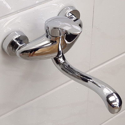 Tên sVòi rửa chén âm tường nóng lạnh Đồng mạ Chrome Eurolife EL-T015AT (Trắng bạc)