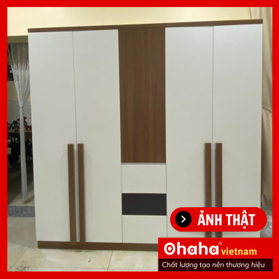 [Kèm Ảnh Thực Tế - Miễn phí vận chuyển & Lắp đặt] TỦ QUẦN ÁO GỖ CÔNG NGHIỆP CAO CẤP 5 CÁNH OHAHA - TQA039