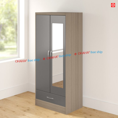 TỦ QUẦN ÁO GỖ CÔNG NGHIỆP 2 CÁNH CAO CẤP CÓ KÍNH OHAHA - TACC010