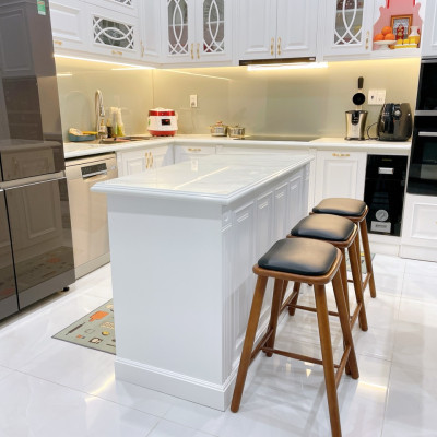 Ghế quầy bar chân gỗ mặt nệm hiện đại Napoli 