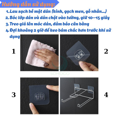 Giá treo móc áo dán tường tiện lợi- Kệ treo móc quần áo dán tường đa năng- Giá treo đồ gọn gàng không cần khoan- Kệ gắn tường treo móc áo và kẹp đồ- Giá đựng móc treo dán tường tiết kiệm không gian