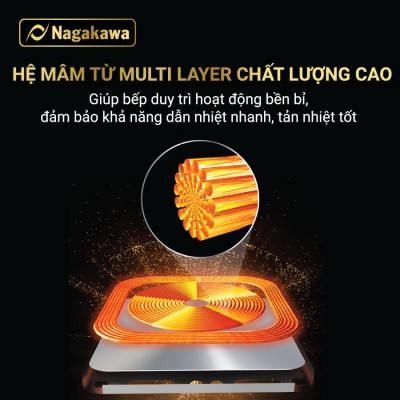 Miễn phí giao lắp toàn quốc - Bếp Đôi Điện Từ Inverter Nagakawa NAG1202M (4800W) - Made in Malaysia - Bảo hành 5 năm - Hàng Chính Hãng