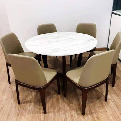 Bộ bàn ăn mặt đá tròn 4 ghế BAMSF01 Tundo hiện đại giá rẻ
