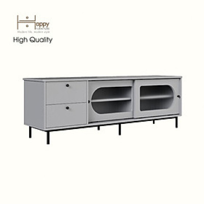 [Happy Home Furniture] SISEEL, Kệ TV 2 cánh lùa 2 ngăn kéo - chân sắt, 160cm x 40cm x 53cm ( DxRxC), KTV_053