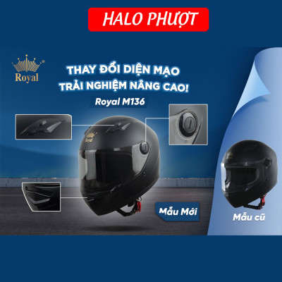 Mũ bảo hiểm Fullface Royal M136 – Đen Nhám – 1 Kính