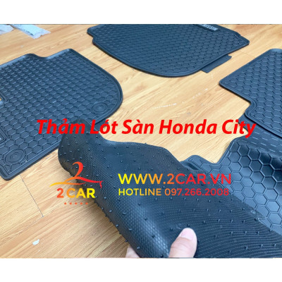 Thảm Lót sàn City 2021, 2022 Thảm sàn Honda City 2021, 2022 Cao su đúc theo xe cao cấp, Mẫu Mới Nissin tổ ong chữ trắng