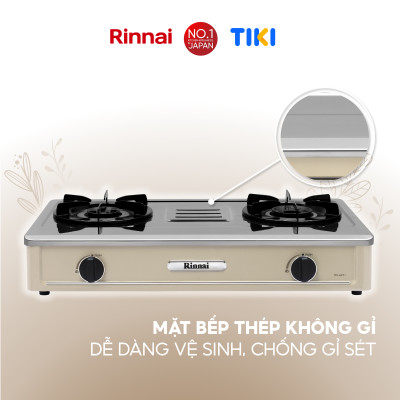 Bếp gas dương Rinnai RV-A271Y(S) mặt bếp inox và kiềng bếp men - Hàng chính hãng.