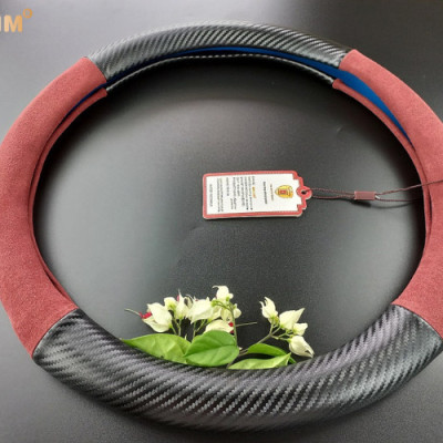 Bọc vô lăng cao cấp Macsim mã 8771 màu đỏ đô + cacbon