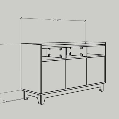 [Happy Home Furniture] KINA , Tủ lưu trữ 3 cửa mở , 124cm x 40cm x 72cm ( DxRxC), TCM_040