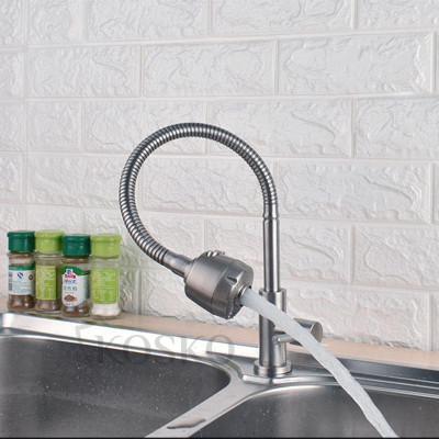 Vòi nước rửa chén bát Inox 304 Cắm chậu Cần mềm - Bát sen 1 Đường Nước (bảo hành 12 tháng)