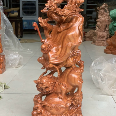 Tượng đạt ma sư tổ bằng gổ hương đá kt cao 60cm