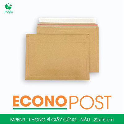 MPBN3 - 22x16 cm - Combo 60  phong bì giấy cứng đóng hàng màu nâu thay thế túi gói hàng