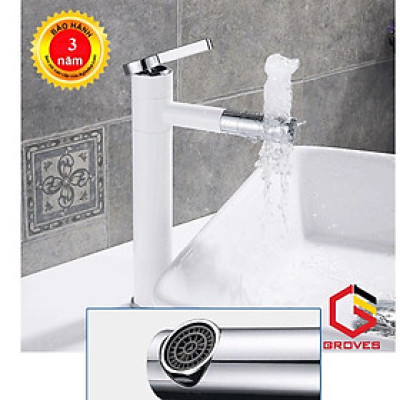 Vòi rửa mặt, vòi rửa lavabo đa năng thân cao đồng mạ trắng đẹp sang trọng thanh lịch GROES GR 7011C