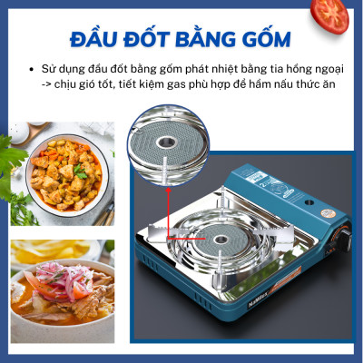 Bếp Gas Mini/Du Lịch Hồng Ngoại NaMilux PL2027PS/Van Ngắt Gas Tự Động 2 Cấp - Giải Pháp Chống Nổ Lon Gas/Hàng Chính Hãng