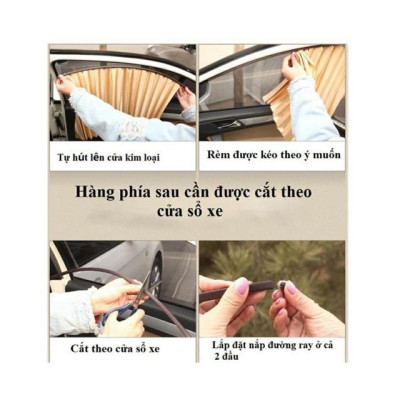 Bộ rèm che nắng 4 cửa xe ô tô vải lụa cao cấp gắn nam châm tiện dụng, Rèm chắn nắng cho các dòng xe chống tia UV