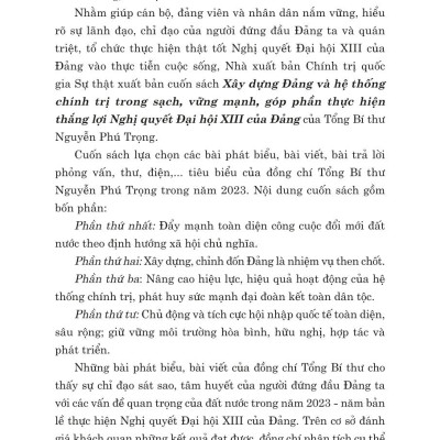 Xây dựng Đảng và hệ thống chính trị trong sạch, vững mạnh góp phần thực hiện thắng lợi nghị quyết Đại hội XIII của Đảng - bản in 2024