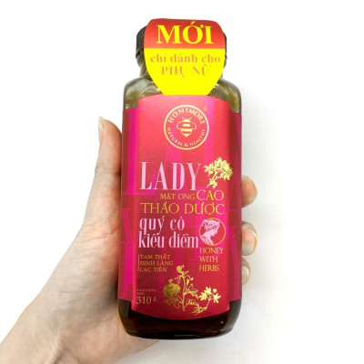 Mật ong thượng hạng - cao thảo dược Lady Honimore - dành cho Phụ nữ 
(Mật ong rừng bổ sung cao Tam Thất, cao Lạc Tiên, cao Đinh Lăng)