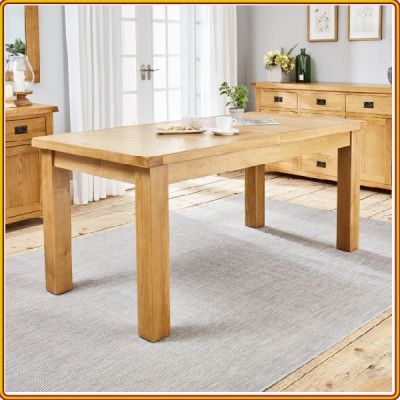 Bàn ăn gỗ sồi Tundo mặt chữ nhật mảnh liền dài 140 cm