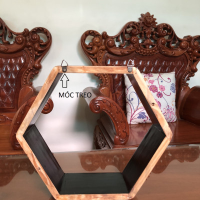 Bộ 3 kệ trang trí treo tường tổ ong hình lục giác bằng gỗ tự nhiên cao cấp VIMOS