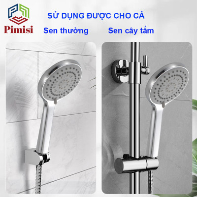 Bát Sen Tắm Chịu Nhiệt 5 Chế Độ Pimisi PBS-503 Tăng Áp Nhẹ Cho Vòi Tắm Hoa Sen Nóng Lạnh Với Tay Sen Bằng Nhựa Cao Cấp Mạ Xi Inox Sáng Bóng Kiểu Tròn To - Ổn Định Nhiệt Độ Theo Công Nghệ Đầu Phun Cao Su Massage Dạng Phun Mưa Tiết Kiệm Nước | Chính Hãng
