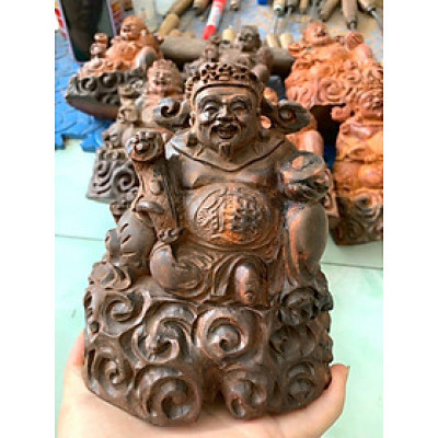 Tượng thần tài gỗ trắc đỏ đen kt 15×13×8cm 