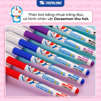 Combo 5/10/20 Bút Gel Thiên Long Doraemon GEL-012/DO ngòi 0.5mm mực xanh/đỏ/đen/tím thân bút in hình nhân vật Doraemon