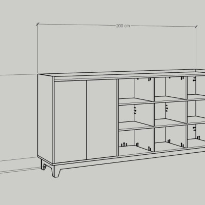 [Happy Home Furniture] KINA , Tủ lưu trữ 2 cửa mở- 9 ngăn , 200cm x 40cm x 96cm ( DxRxC), TCM_041