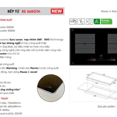 Bếp từ Bauer 668 GTA - Malaysia - Hàng chính hãng 